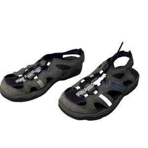 L.L.Bean Sandals Mens Gray Blue 9.5M Closed Toe Fisherman Outdoor Water Hiking